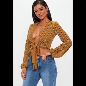 Mustard Tie Front Top